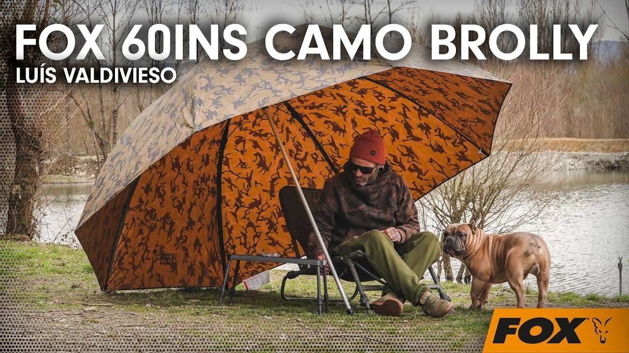 FOX 60INS CAMO BROLLY.  CARPFISHING TV