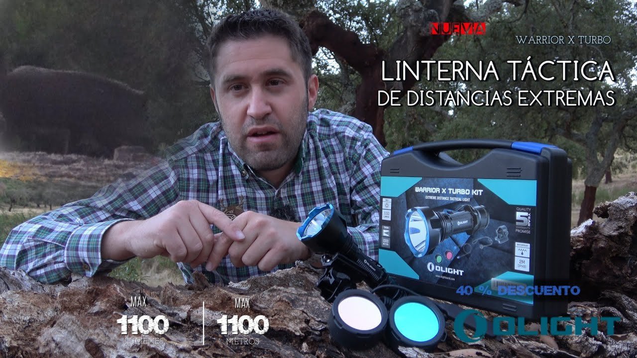 LINTERNA OLIGHT WARRIOR X TURBO KIT CON DESCUENTO DEL 40 % (Potente  Linterna Táctica para caza)